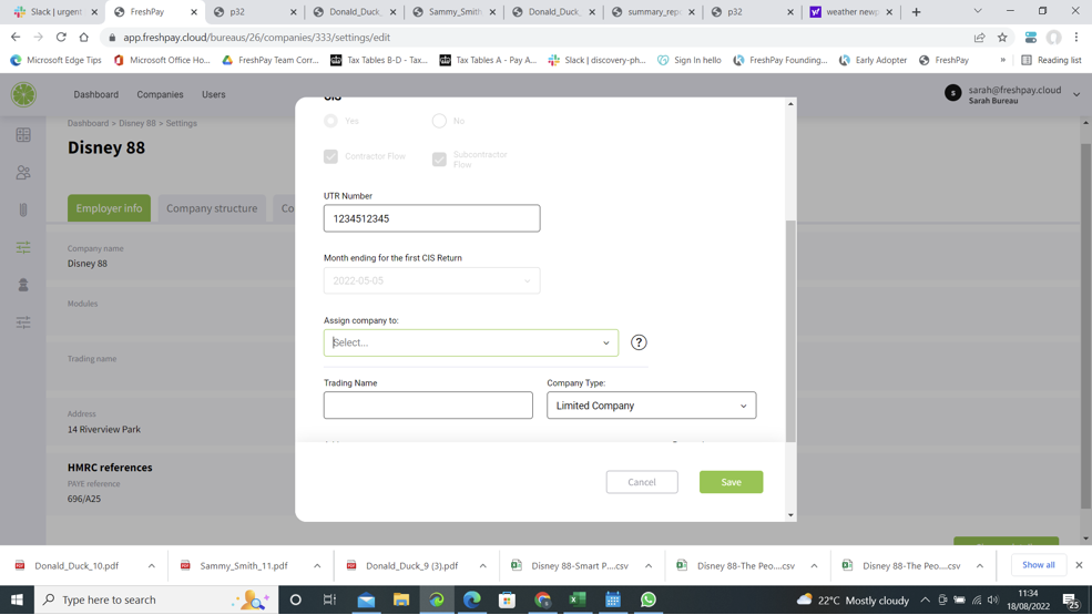 Shows employer info box