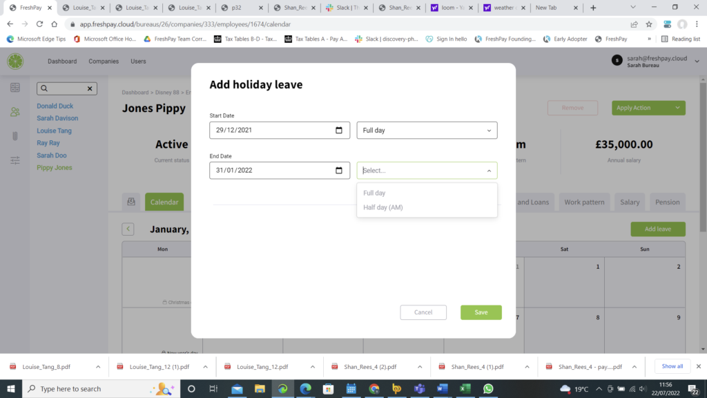 Add Holiday Leave