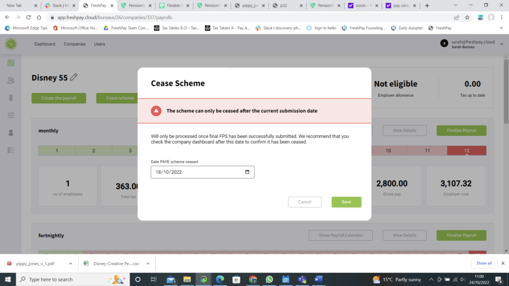 Showing Cease Scheme Error Message