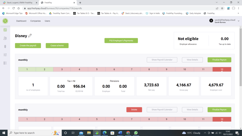 Shows Payrun to be deleted