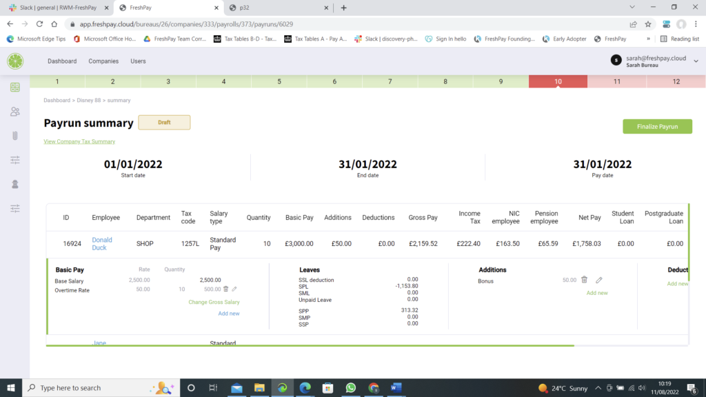 Shows how to add addition/deductions