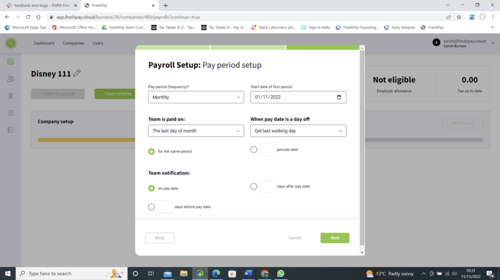 Shows How to enter pay frequency