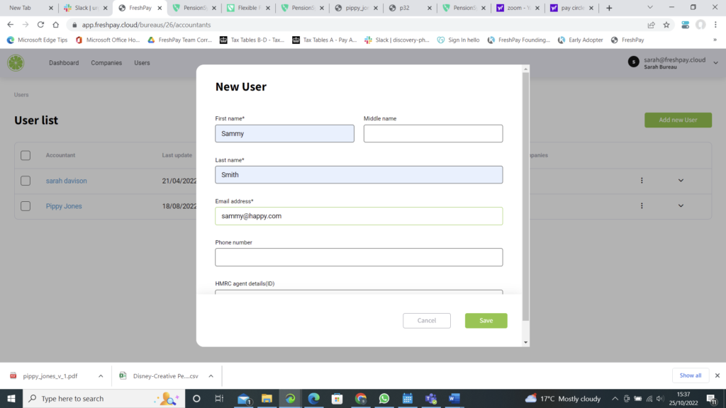 Shows New User Dialog