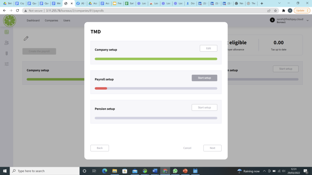 shows the TMD dialog
